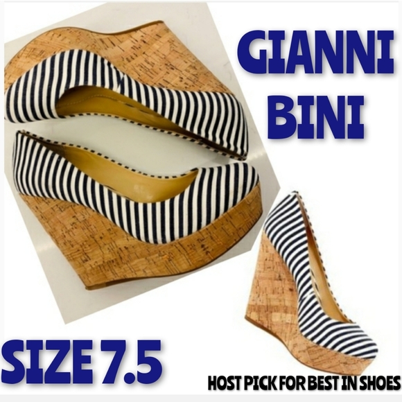 Gianni Bini Shoes - Gianni Bini Wedge Shoe Size 7.5 Cork Stripe NWT